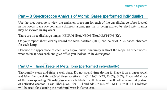 Atomic spectra lab answer key