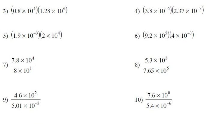 Scientific notation word problems worksheet