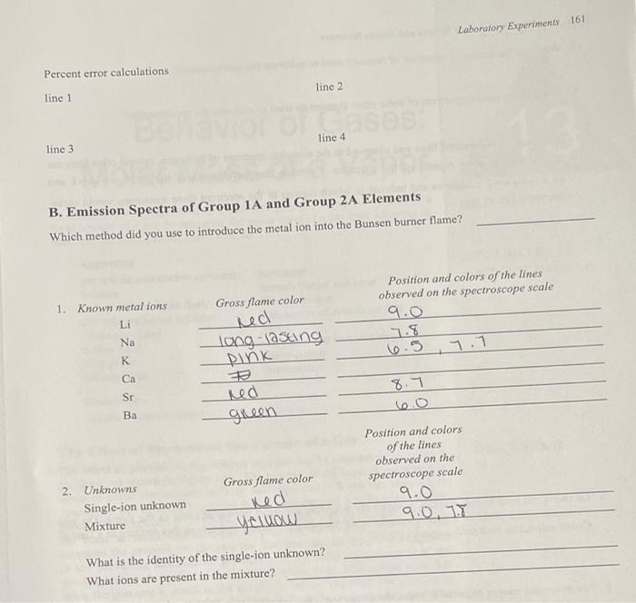 Atomic spectra lab answer key