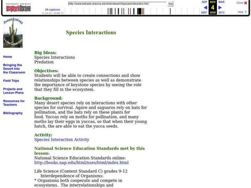 Species interactions worksheet answer key