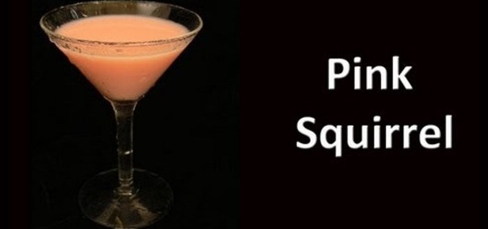 Pink squirrel drink with amaretto